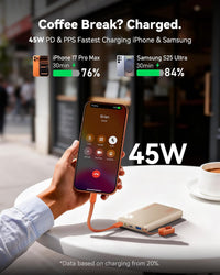 Portable Power Bank 10000mAh 45W PD Fast Charge Ultra Slim â Beige