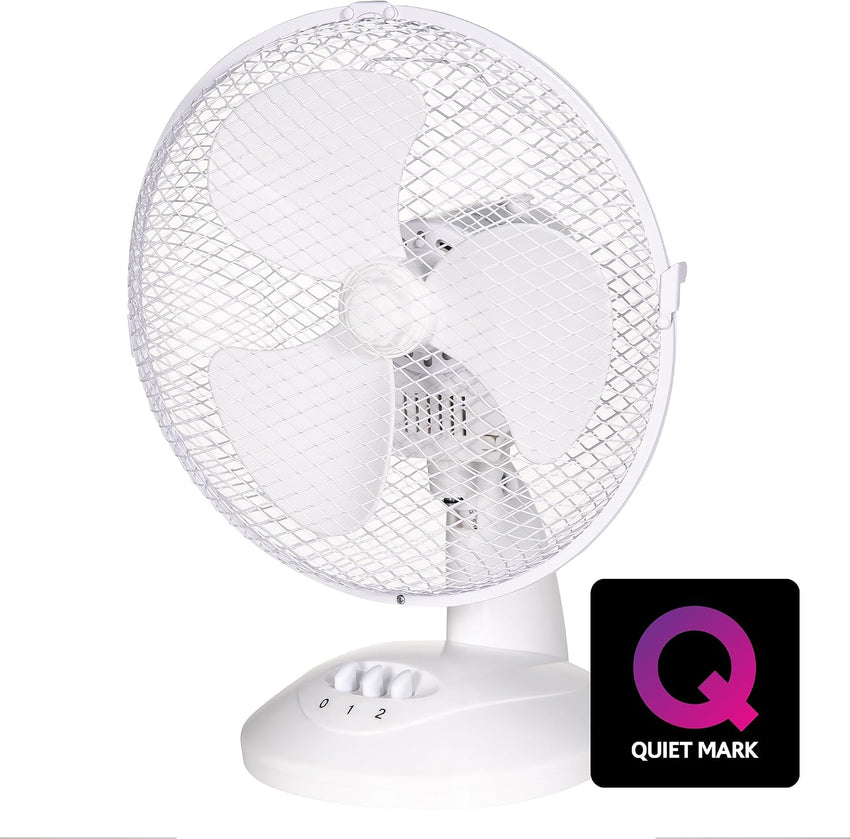 Russell Hobbs 9" Inch, Portable Desk Fan, 2 Speeds, Wide-Angled Oscillation, Quiet Operation, Perfect for Bedroom or Office, White - RHPDF0921