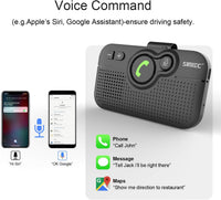 SUNITEC Hands Free Car Phone Kit Bluetooth 5.1, AUTO Power ON, Support Siri Assistant, Voice Guidance, 3W Speaker, Bluetooth Car Phone Hands Free Kit with Visor Clip-BC980P