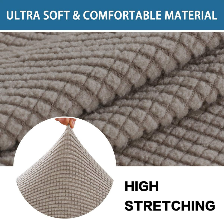 BellaHills Stretch Sofa Seat Cushion Cover Sofa Couch Cushion Furniture Protector Sofa Slipcover with Elastic Bottom Spandex Jacquard Fabric Small Checks(1 Piece, Taupe)