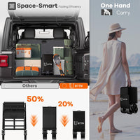 BTTN 300L Large Folding Festival Trolley on Wheels, 210kg Capacity Garden Cart with 18x10 cm Big All-Terrain Extra Wide Wheels, Portable Utility Storage Wagon for Shopping Camping Beach Garden, Black