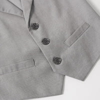 Boys' 4-piece Summer Formal Suit Short-Sleeve Shirt Vest Bow Tie Shorts Grey 11-12 yrs (160)
