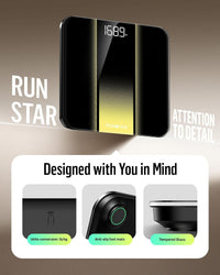 RunStar Scale for Body Weight, Digital Bathroom Scale with High Precision, Clear LED Backlight Display, Accurate Scale with 6mm Tempered Glass, 400lb