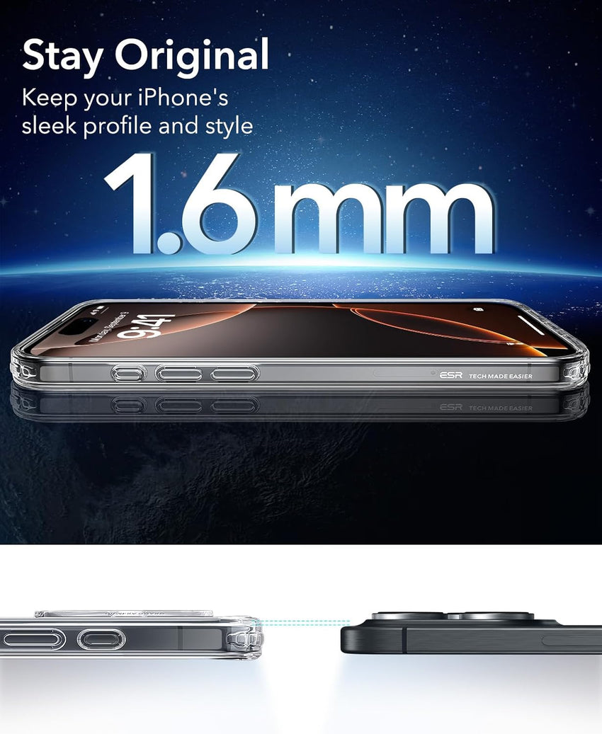 ESR for iPhone 16 Pro Max Case, Compatible with MagSafe, Shockproof Military-Grade Protection, Magnetic Phone Case for iPhone 16 Pro Max, Classic Hybrid Case (HaloLock), Clear