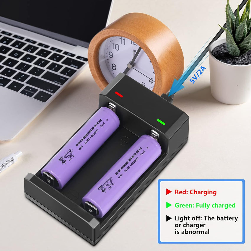 REACELL Battery CHARGER for 18650, Universal Fast Dual Charge CHARGER ONLY for 3.7V/3.6V Li-ion