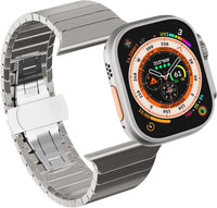 NewWays 49mm 46mm 45mm 44mm 42mm(Series 3 2 1) Metal Strap Compatible with Apple Watch,Solid Stainless Steel Link Replacement Band for iWatch Ultra/Ultra2,Series 10/9/8/7/6/5/4/3/2/1/SE,Titanium