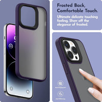 Niunisi Matte Compatible with iPhone 14 Pro Case with Screen Protector, Full Body Shockproof Case with Camera Protector Translucent Matte Protective Slim Phone Case 6.1 inch, Midnight Purple