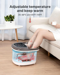 RENPHO Motorized Rollers Foot Spa Massager, Foot Bath with Fast Heating, Automatic Massage, Powerful Bubble Jets, Pedicure for Tired Feet, Adjustable Timer and Temperature,Brown