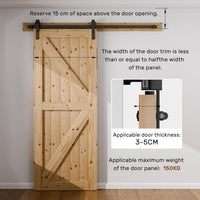 Sliding Barn Door Kit 6FT/183CM Black Heavy Duty Barn Door Sliding Hardware Track Kit for Single Wood Door 91.5CM Wide