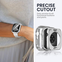 Kamita Waterproof Case Compatible with Apple Watch Series 11/Series 10 42mm, Hard PC Bumper Cases with Tempered Glass Screen Protector, All-Round Protective Cover for iWatch 11/iWatch 10 42 (Silver)