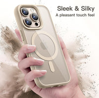 JETech Magnetic Case for iPhone 16 Pro Max 6.9-Inch Compatible with MagSafe, Shockproof Phone Bumper Cover, Solid Color Matte TPU Frame, Anti-Scratch Clear Back (Desert Titanium)
