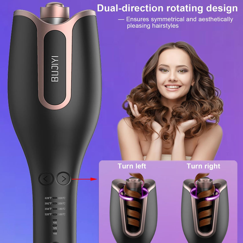 Hair Curler Wand 4 Temp 3 Timers Ceramic Professional Salon Gold