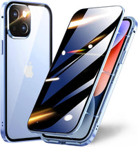 TOPF&B Privacy Case for iPhone 15 Plus,Magnetic Cover Built-in Privacy Screen Protector and Camera Protector,360 Degree Full Cover Metal Bumper Case for iPhone 15 Plus,Blue