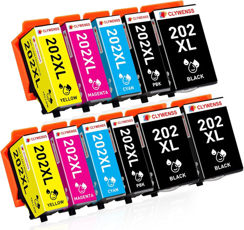 11-Pack 202XL Ink Cartridge Compatible with Epson 202 XL 202XL Multipack for Expression Premium XP6100 XP6105 XP-6100 XP-6105 XP-6000 XP-6005 XP6000 XP6005 Printer Ink (3BK, 2PBK, 2C, 2M, 2Y)