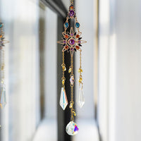 Hanging Sun Catchers with Crystals, Glass Icicle Prisms Rhinestones Suncatcher, Rainbow Maker Pendant Indoor Window Home Car Decor Gift