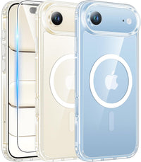 FNTCASE for iPhone Air Case: Clear Anti Yellowing Magnetic Military Grade Drop Protection Cell Phone Cover - Rugged Shockproof Protective Bumper Transparent Phonecase