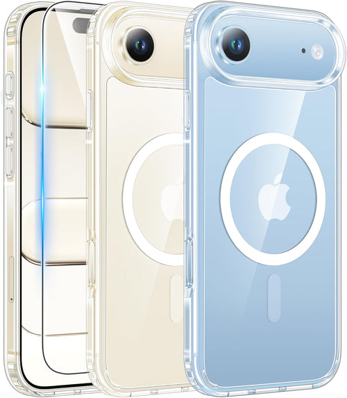 FNTCASE for iPhone Air Case: Clear Anti Yellowing Magnetic Military Grade Drop Protection Cell Phone Cover - Rugged Shockproof Protective Bumper Transparent Phonecase