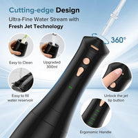 Water Flosser Cordless Rechargeable 2000mAh 5 Modes 5 Tips 300ml IPX7