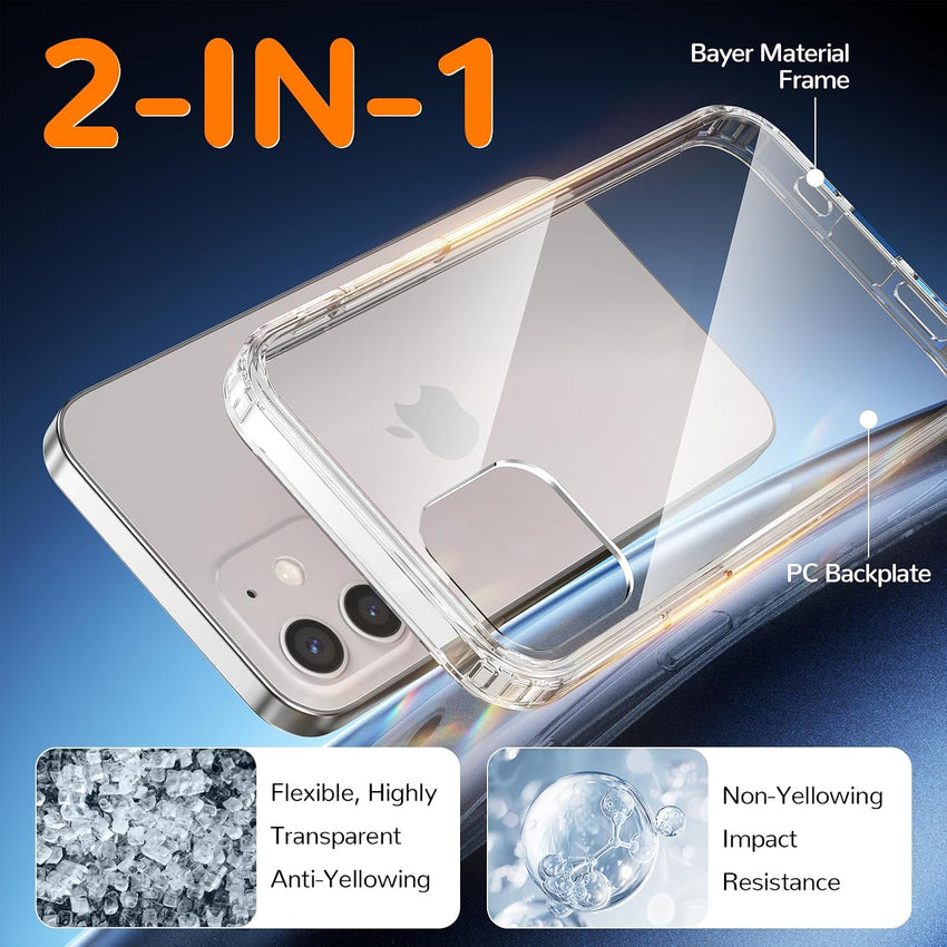 Voyah"ulle Clear Case for iPhone 12/12 Pro, Ultra Thin, Shockproof TPU Cover, Anti-Yellowing, Crystal Clear, Phone Case for Apple iPhone 12/12 Pro - Clear