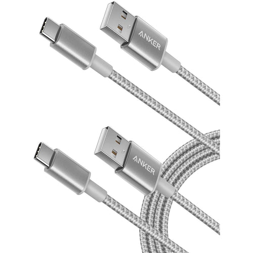 Anker USB C Charger Cable, 2-Pack 3 ft (0.9 m) USB to USB C Cable, USB A to USB C Braided Phone Charger Cable for iPhone 17/16/15, iPad Pro, Samsung Galaxy, MacBook Pro,and More(Silver