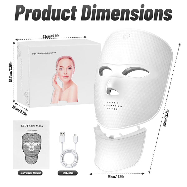 Red Light Therapy Mask Cordless 7-Spectrum 90 LED Type-C Rechargeable