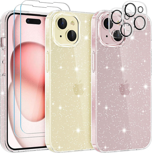 YIRSUR Glitter Clear Case Compatible with iPhone 15 Plus, Soft TPU Bumper Anti-Scratch Shockproof Transparent Sparkly for iPhone 15 Plus