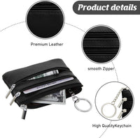 Small Leather Wallet Mini Coin Purse Credit Card Holder 3 Compartments Business Card Key Case Ã¢ÂÂ Black