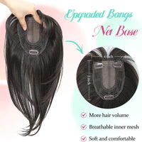 Peonymebeauty Fake Bangs Hair Toppers for Women, 4"X5" Base Topper with 360Â°Clip in Fringe for Hair Loss 12 Inch Synthetic Fiber Wiglets Ladies Straight Hairpieces for Daily Use Add Volume(Dark Brown)