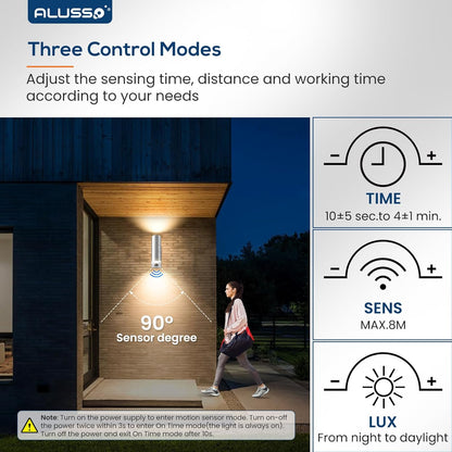 ALUSSO LED Outdoor Wall Light Motion Sensor,IP65 Stainless Steel Up Down Light Mains Powered,Warm White/Neutral White/Cool White Selectable,2x8W GU10 Included,Outside Sconce Wall Mounted for Porch