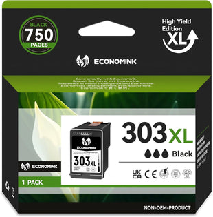 303 XL Black Ink Cartridge, High Yield Printer Ink 303XL Black, Compatible for HP 303 Ink Cartridges, for HP Envy Photo 6230 6220 6232 7130 7134 7830 Envy Inspire 7220e 7224e 7920e 7924e (1 Black)