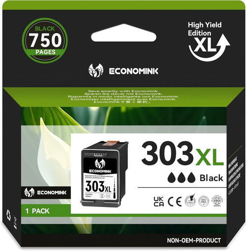 303 XL Black Ink Cartridge, High Yield Printer Ink 303XL Black, Compatible for HP 303 Ink Cartridges, for HP Envy Photo 6230 6220 6232 7130 7134 7830 Envy Inspire 7220e 7224e 7920e 7924e (1 Black)