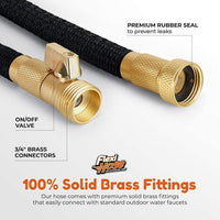 Expandable Garden Hose 50ft with 8-Function Nozzle No-Kink Brass Fittings