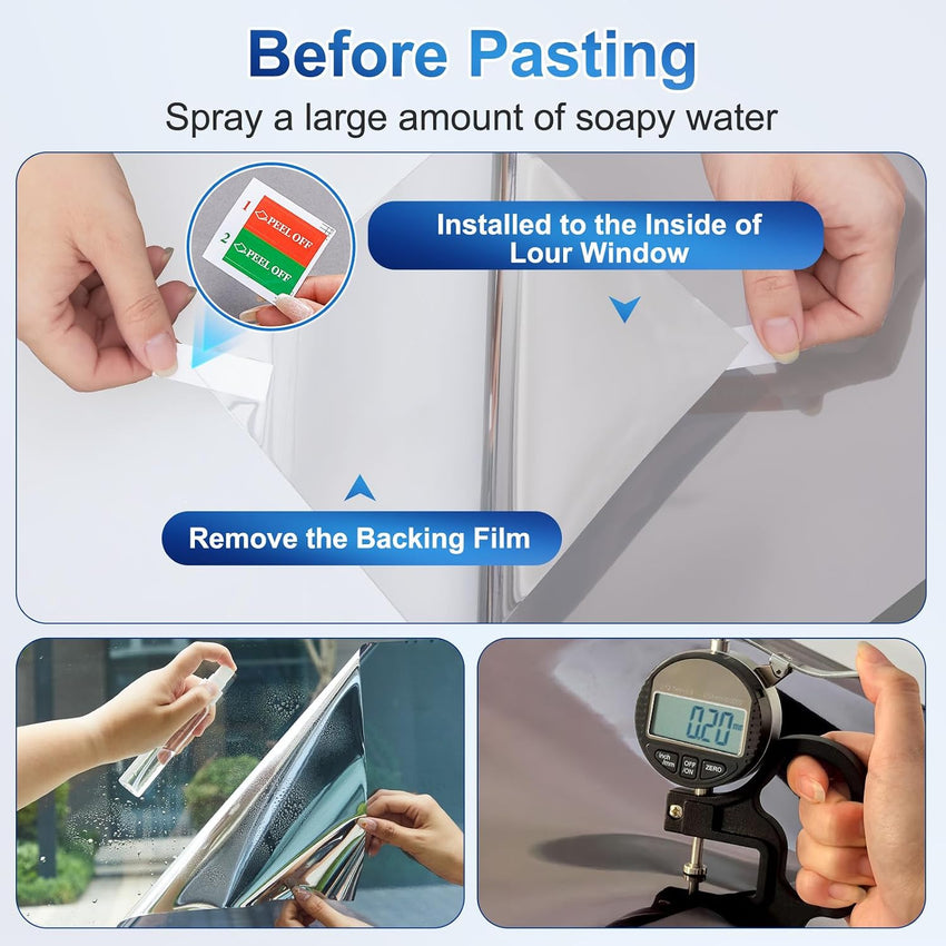 Lifetree One Way Clear Window Film Privacy : Heat Reflective Mirror Window Film Anti Glare, UV Window Tint Film Sun Blocker for Hom Office (Silver-silver, 75 * 200cm)