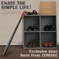 ZOMAKE Extra Long Metal Shoe Horn - 28.5 Inches Large Shoehorn Long Handled with Leather Handle,Lazy Shoes Helper for Men Women the Elderly,no Need to Bend Down to Put on Shoes