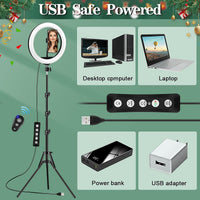 Ring Light with Tripod Stand & Phone Holder - 10 inch Selfie LED Ringlight Dimmable Desktop Lamp 40 Colors RGB Tall Circle Light for Camera Makeup Video YouTube Live Streaming Zoom Meeting
