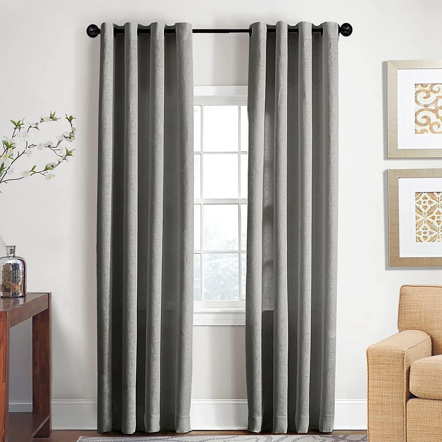 2 Pack Black Curtain Poles Metal, Industrial Curtain Rod for Eyelet Curtains, Industrial Curtain Pole for Windows 122cm-218cm, Room Divider Curtain Pole.