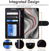 TECHGEAR For Samsung S25 Ultra Phone Case, Black PU Leather Wallet Case with RFID Blocking, Card Slots, Stand Function, Wrist Strap, Magnetic Closure, Shockproof Protection for Galaxy S25 Ultra 5G