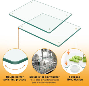 Tempered Glass Cutting Board for KitchenÃ¯Â¼Å2 Pack of 40 * 30cm Safe Hygienic Glass Worktop SaversÃ¯Â¼ÅClear Chopping Board Glass Tray for Kitchen Countertop, Shatter-Resistant, Heat-Resistant,Easy-Clean