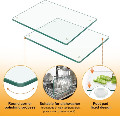 Tempered Glass Cutting Board for KitchenÃ¯Â¼Å2 Pack of 40 * 30cm Safe Hygienic Glass Worktop SaversÃ¯Â¼ÅClear Chopping Board Glass Tray for Kitchen Countertop, Shatter-Resistant, Heat-Resistant,Easy-Clean