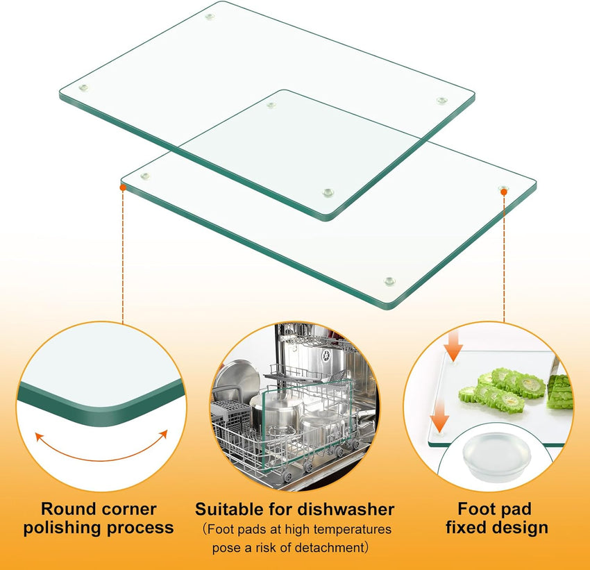 Tempered Glass Cutting Board for KitchenÃ¯Â¼Å2 Pack of 40 * 30cm Safe Hygienic Glass Worktop SaversÃ¯Â¼ÅClear Chopping Board Glass Tray for Kitchen Countertop, Shatter-Resistant, Heat-Resistant,Easy-Clean