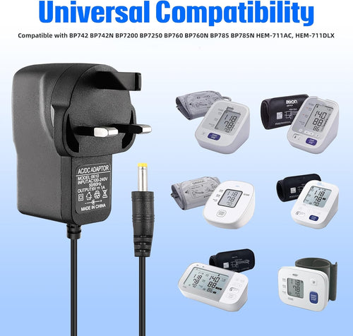 Xahpower 6V Charger for Omron Blood Pressure Monitor, Power Supply Adapter for X3 Comfort, X2 Basic, X7 Smart, M2, M2 Basic, X2 Smart, M4, M7 Intelli IT, M3, M3 Comfort, M6, M10-IT, X4 Smart