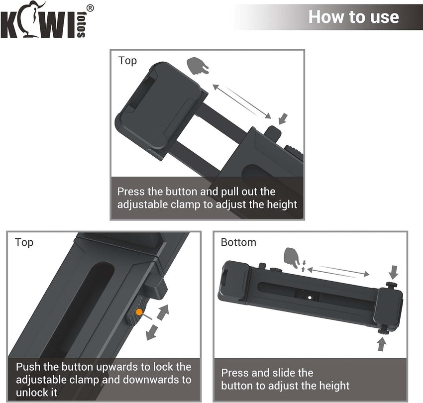 KIWIFOTOS Smartphone Stand with Adjustable Clamp, iPad Holder with 1/4-20â Screw & Cold Sho Tablet Stand Compatiable with iPhone 17 16 15 14 13 12 11 & iPad Air iPad Pro iPad Mini