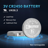 EEMB 5 PACK CR2450 Battery 3V Lithium Battery 2450 Button Coin Cell Batteries DL2450, ECR2450, BR2450 for Watch Tea Lights Votive Candles Alarm System Car Key Fob Remote Control Calculators Toys Games
