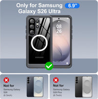 Samsung Galaxy S26 Ultra Case Waterproof Full-Body Shockproof with Lens & Screen Protector Black