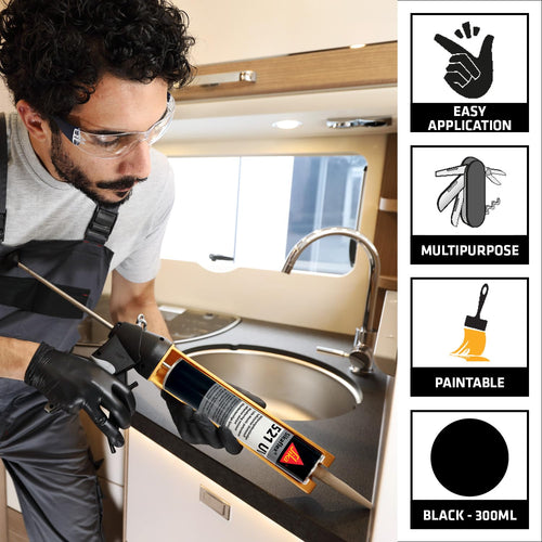 Sika Sikaflex 521 UV Weathering-Resistant Sealant Adhesive Overpaintable â Black 300ml