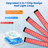 Red Light Lamp, 180LEDs Blue Light & Infrared Light with Stand, 415nm & 660nm & 850nm Infrared Light, 4 Heads Infrared Lamp with 3 Timing Settings, for Home Use