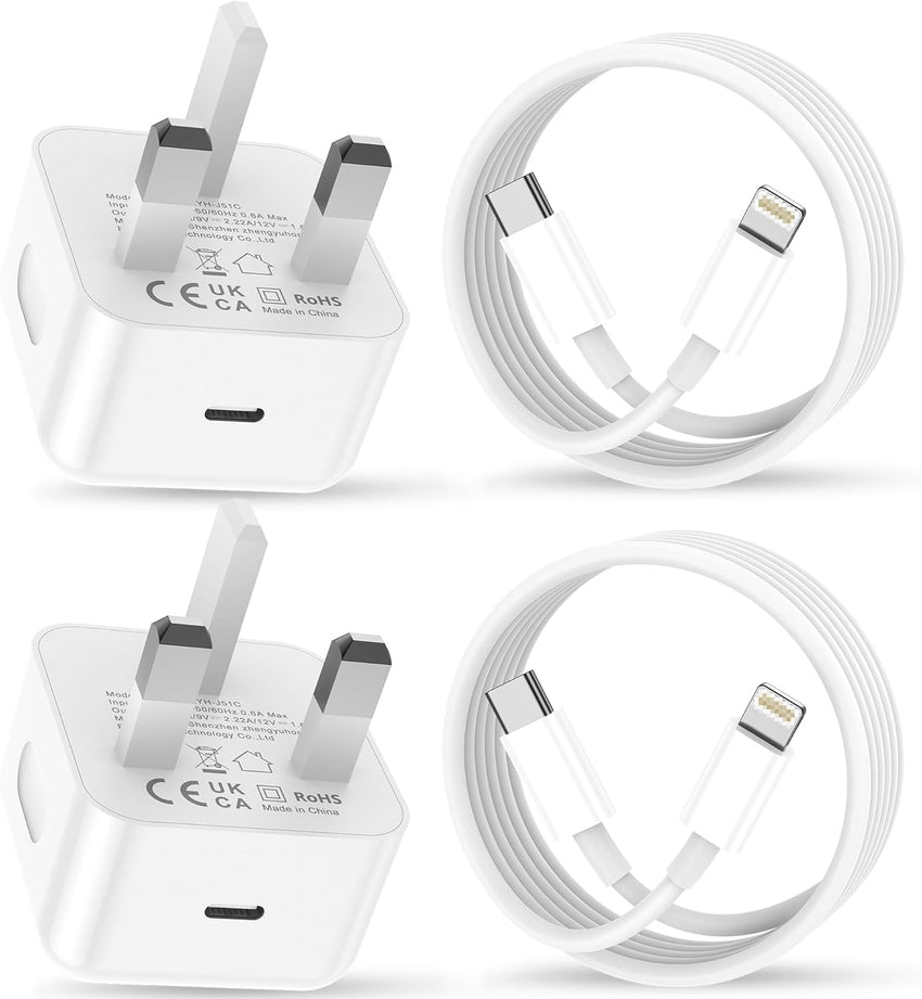 2pack for iPhone Charger Fast Charge, USB C Charger Plug Adapter and 2M Fast Charge Lead Phone Charging for Apple iPhone 14/13/12/11/Pro Max/XS/XR/X/SE/8/7/6 Plus, for ipad (white)