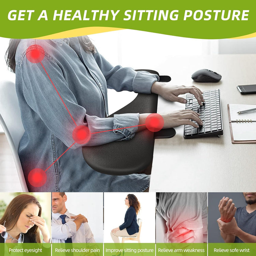 Giecy Desk Extender Tray,Foldable Arm Rest Elbow Wrist Rest Support Clamp on Desk,Computer Keyboard Tray Table Extension for Working,Studying and Gaming(Black)