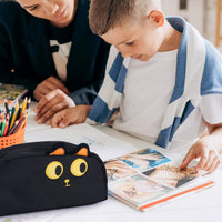 Cute 3D Black Cat Pencil Case Big Capacity Zipper Stationery Organiser Pouch â Black