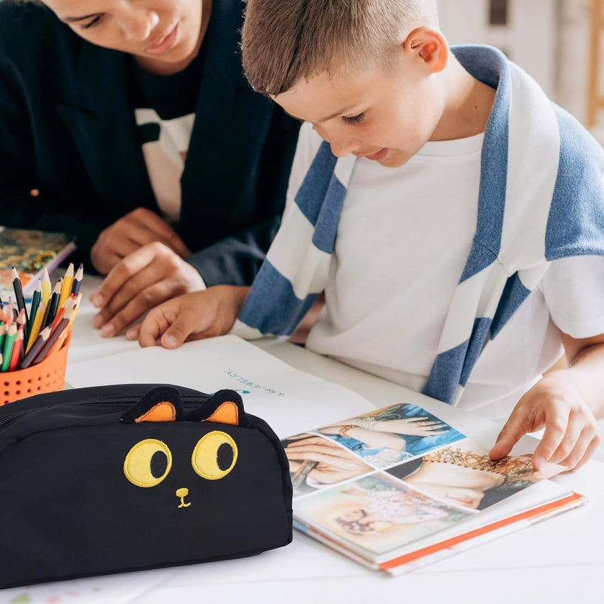 Cute 3D Black Cat Pencil Case Big Capacity Zipper Stationery Organiser Pouch â Black
